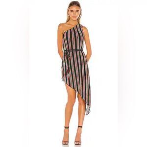 House of Harlow Revolve Arlen Midi Asymmetric Dress in Nike multi stripes party